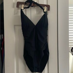 Cupshe Black One Piece Swimsuit V-Neck Ruching